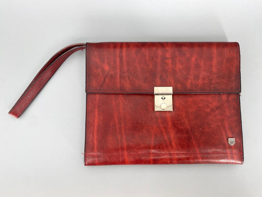 Vintage Leder Herrenhandtasche von AMIET, Schweiz um 1970
