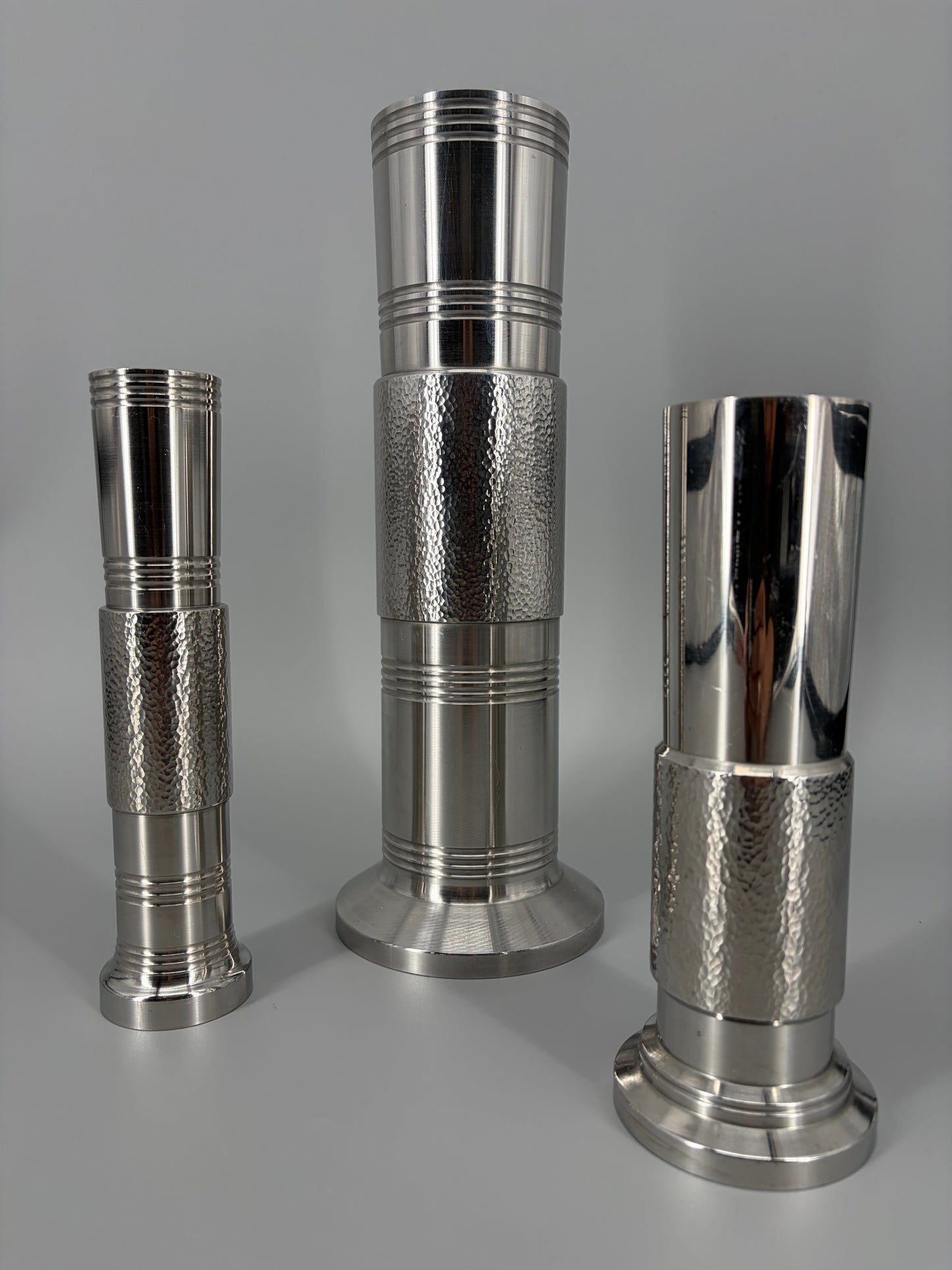 Set aus drei Vasen im brutalistischen Stil von BMF- Bayerische Metallwarenfabrik, Deutschland 1970er