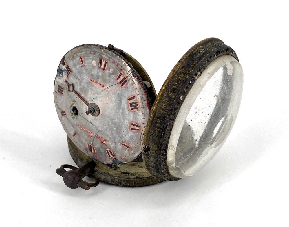 Antike Spindeluhr von Vaucher- Geneve mit Brandschaden, Schweiz um 1780-1830