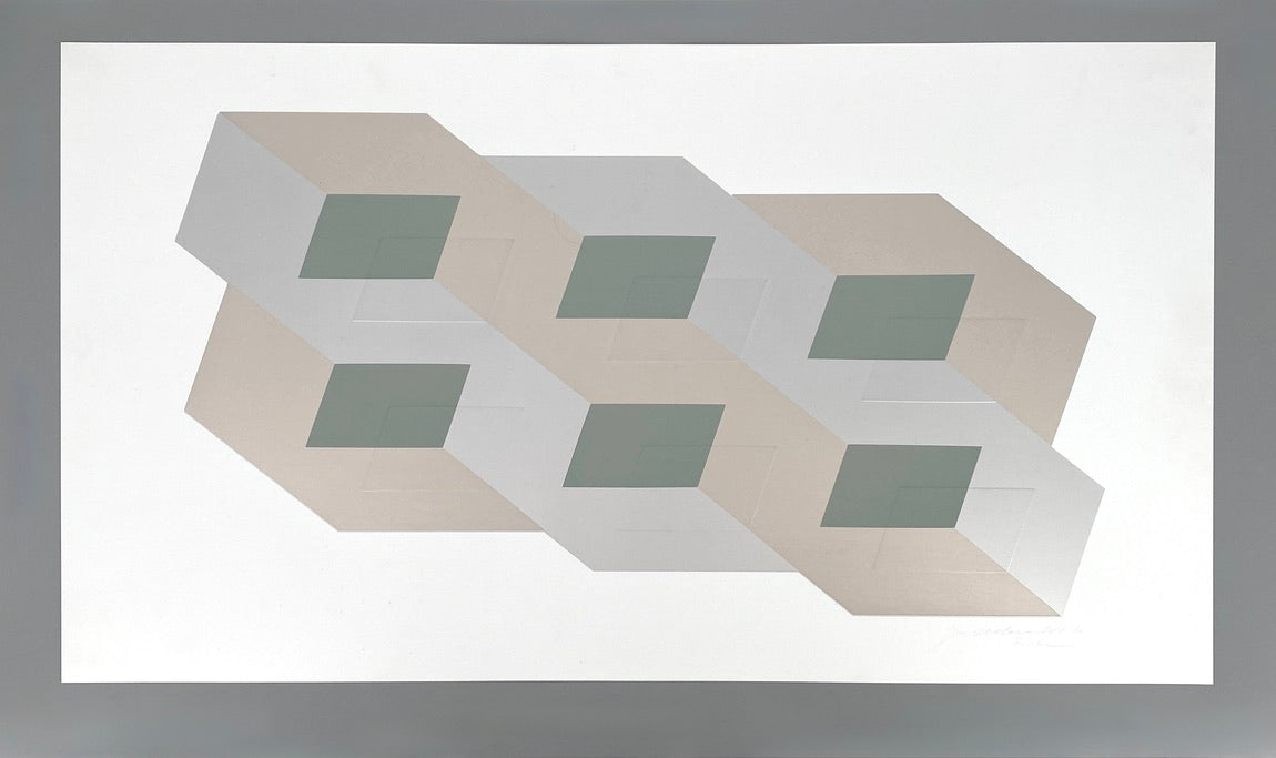 Konkrete Kunst Siebdruck mit Prägedruck von Joachim Albrecht (1913‒1997), Deutschland 1970