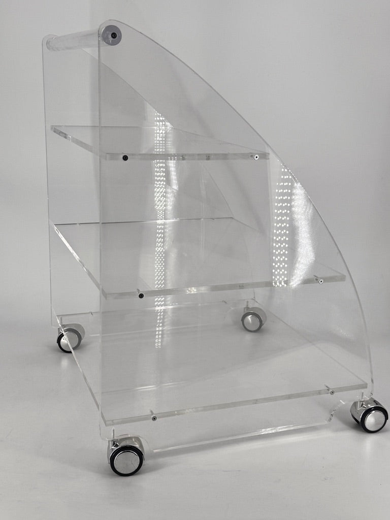 Rollwagen mit 3 Stufen aus Acrylglas, um 1970