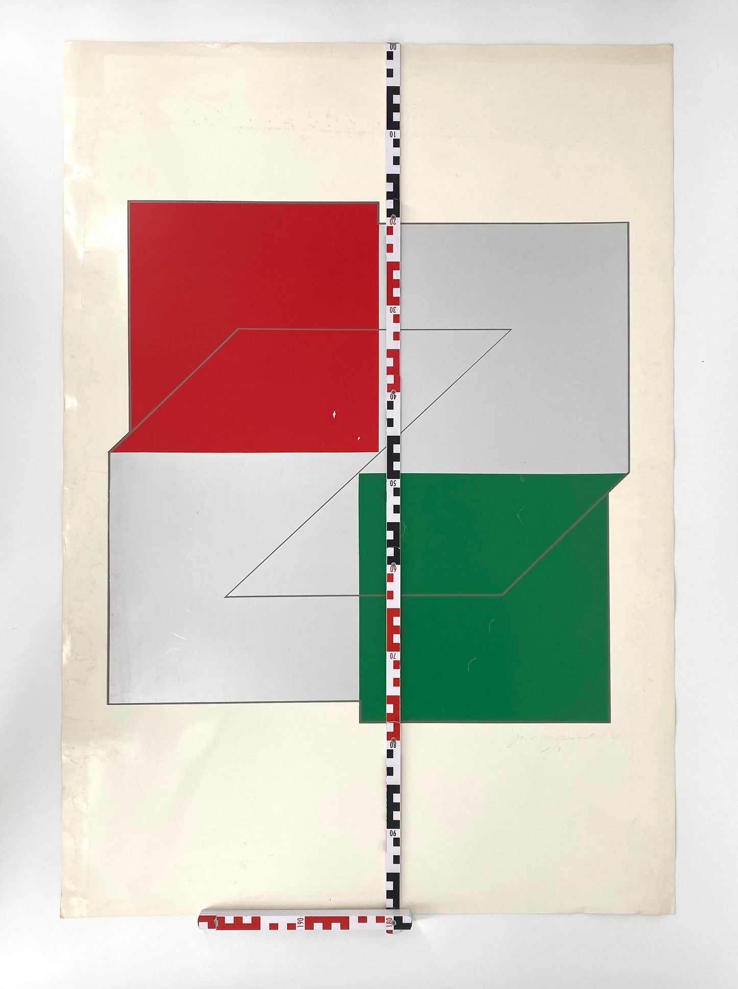 Großer Farbsiebdruck mit vier Farben von Joachim Albrecht (1913‒1997), 6er Auflage, 1969