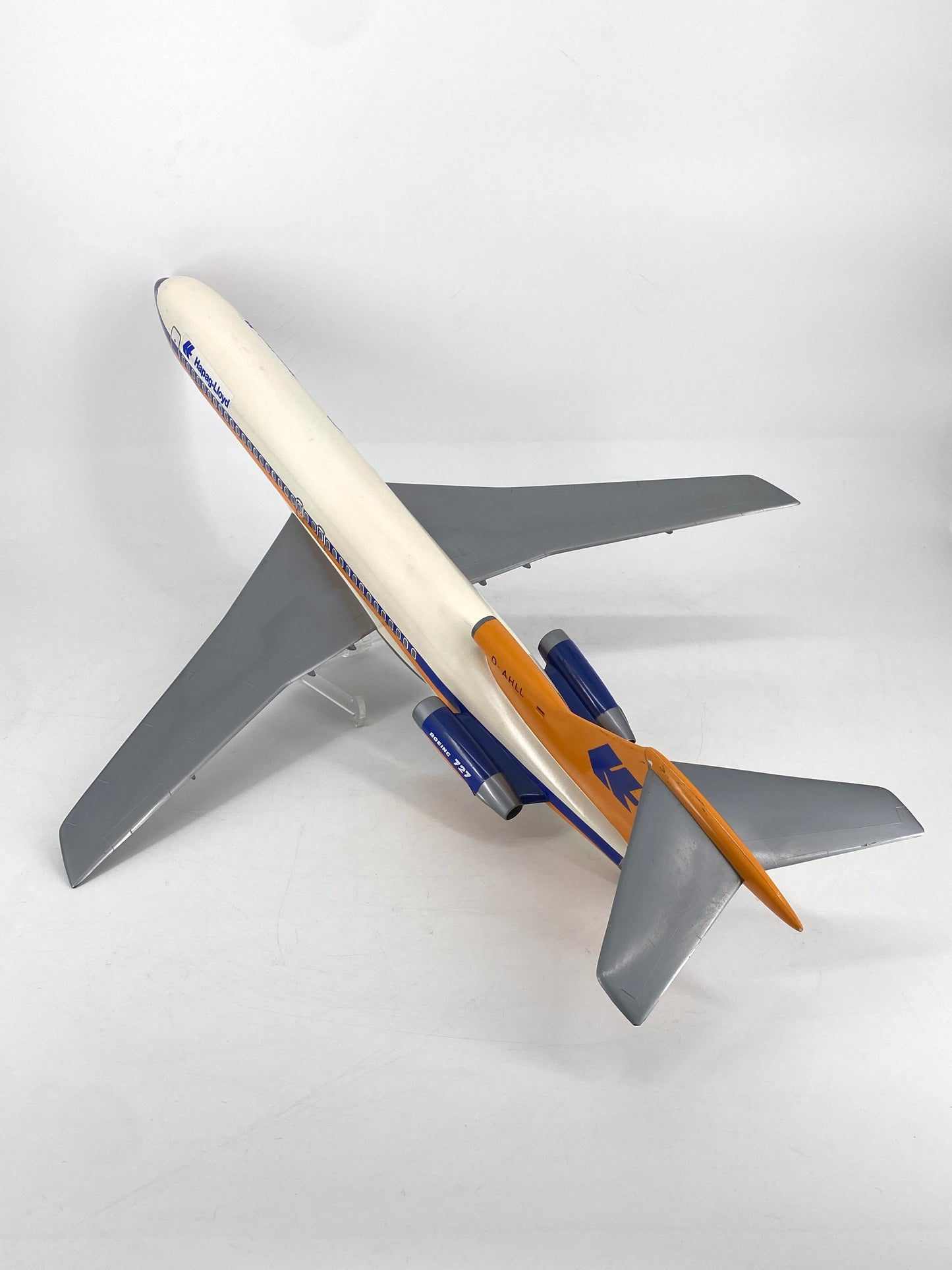 Flugzeug Modell Boeing 727 Hapag Lloyd von Belplast Milano, Maßstab 1:50, Italien, 70er