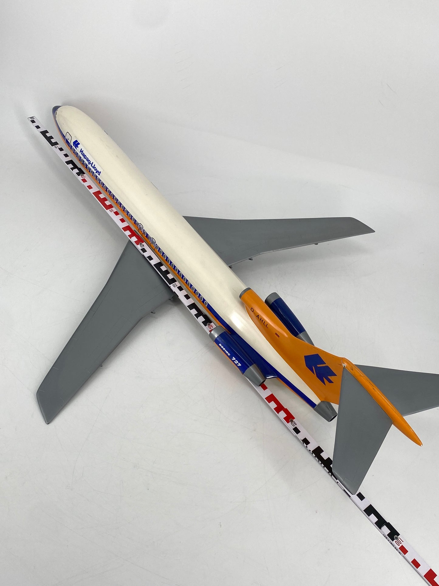 Flugzeug Modell Boeing 727 Hapag Lloyd von Belplast Milano, Maßstab 1:50, Italien, 70er
