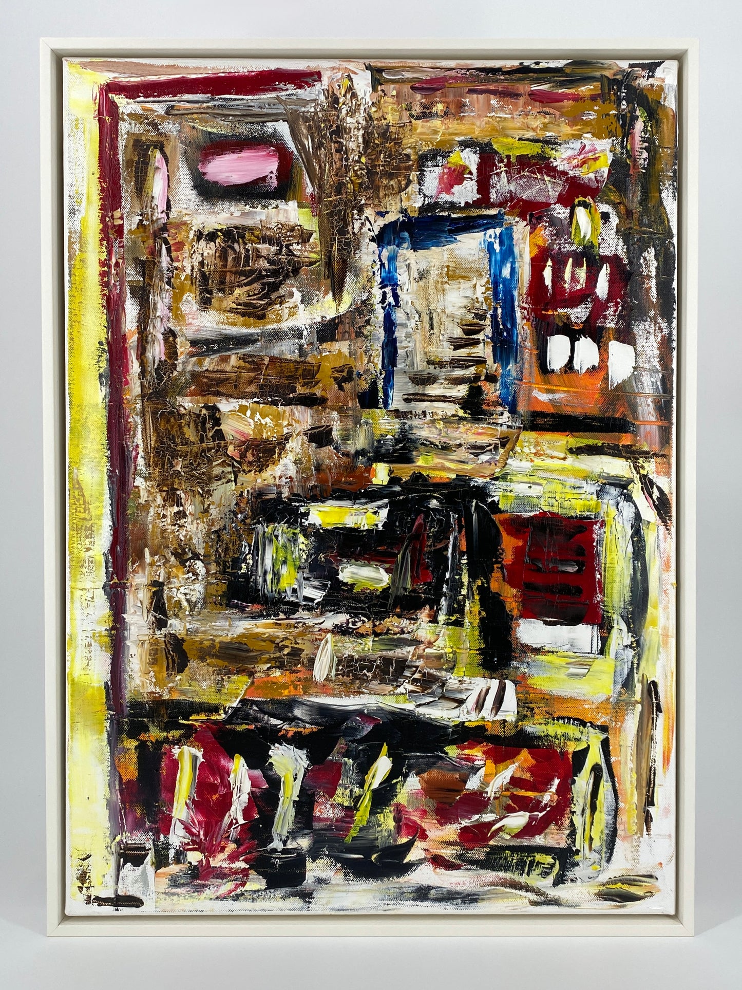 Abstraktes Acrylgemälde von Helmut Riegel, gerahmt