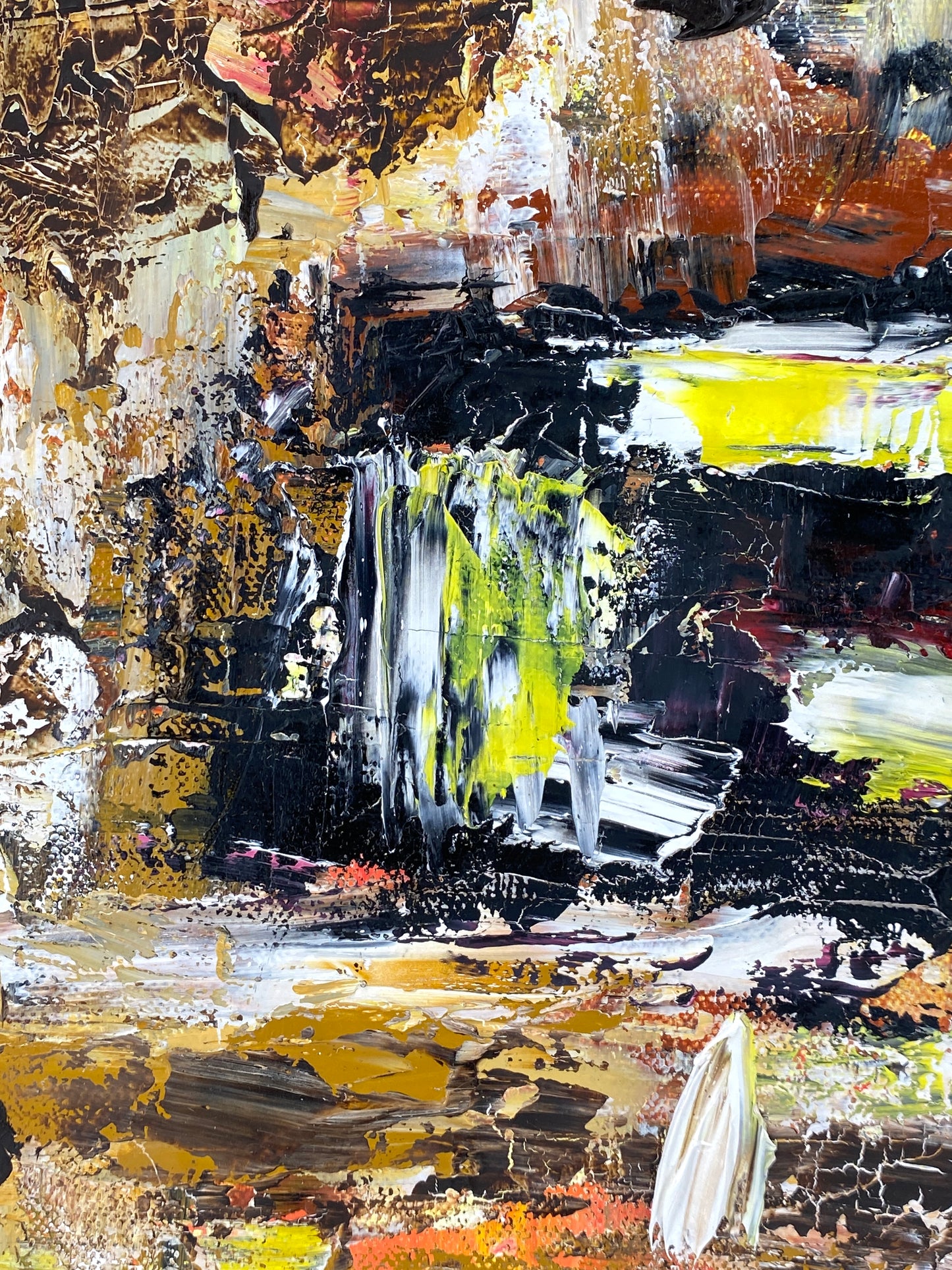 Abstraktes Acrylgemälde von Helmut Riegel, gerahmt