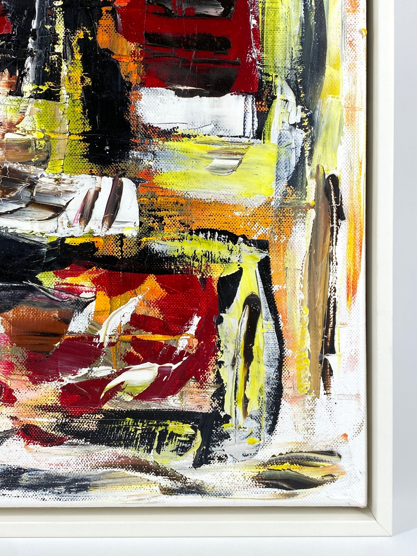 Abstraktes Acrylgemälde von Helmut Riegel, gerahmt