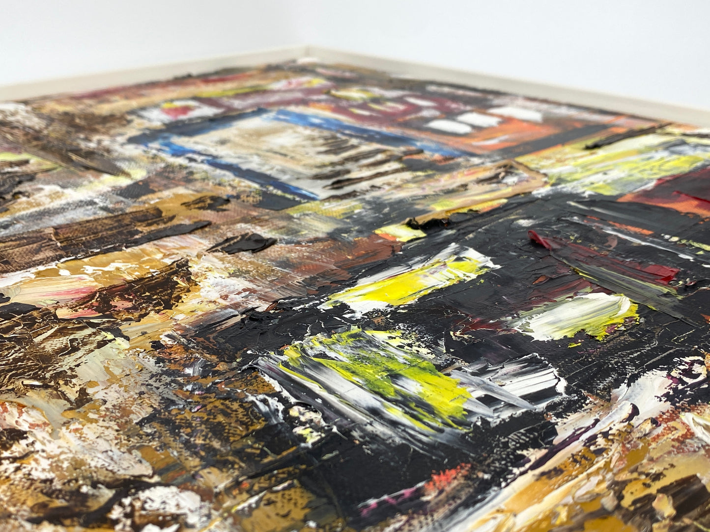 Abstraktes Acrylgemälde von Helmut Riegel, gerahmt