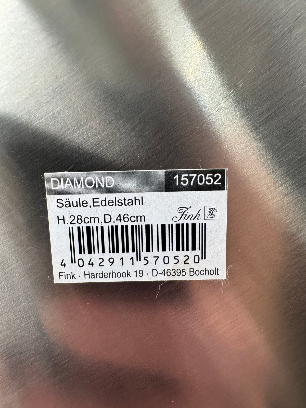 FINK LIVING DIAMOND EDELSTAHL DEKOSÄULE BODENVASE 157052