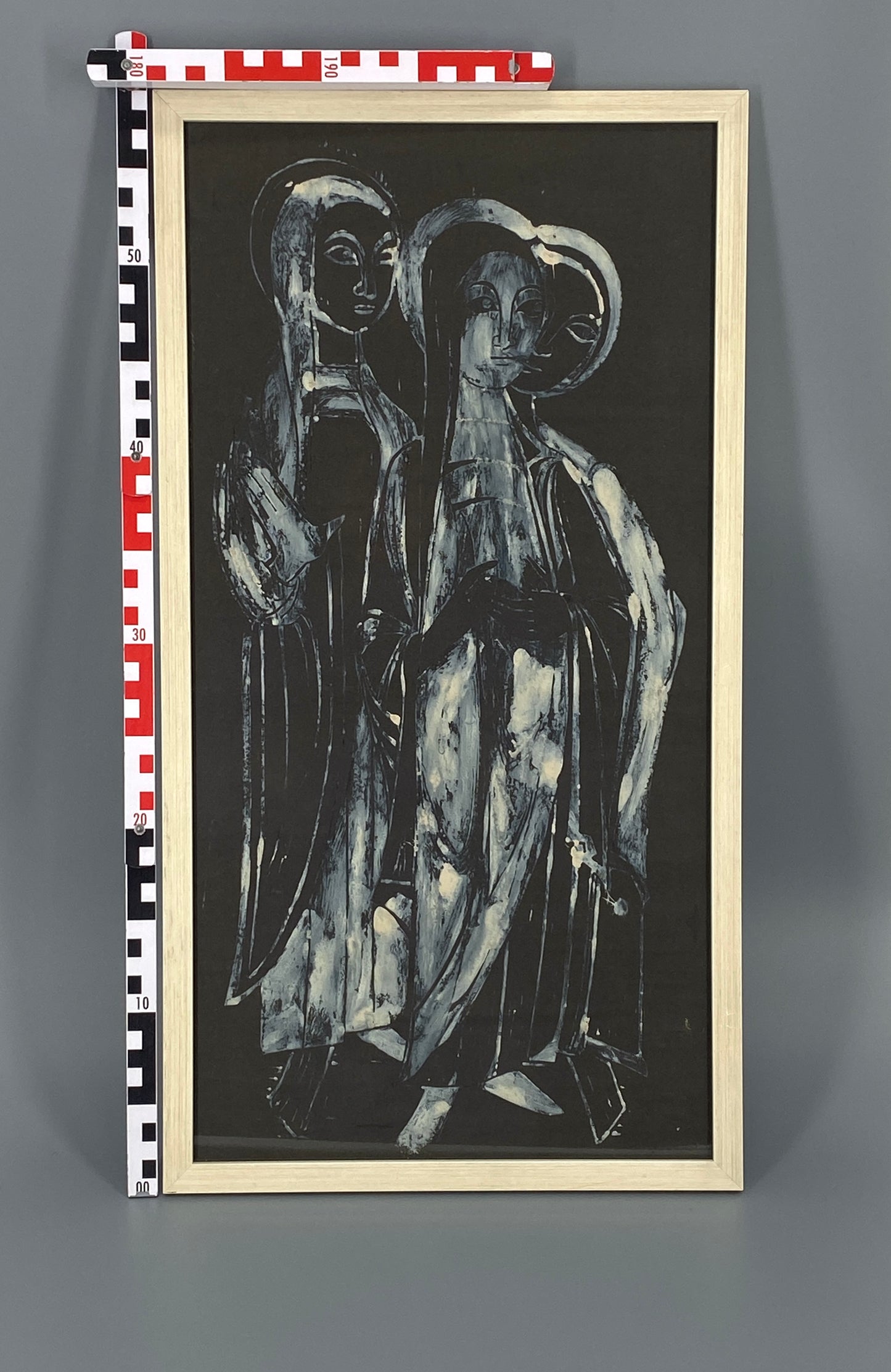 Monotypie "Engel" in weißem Rahmen gerahmt, Unikat