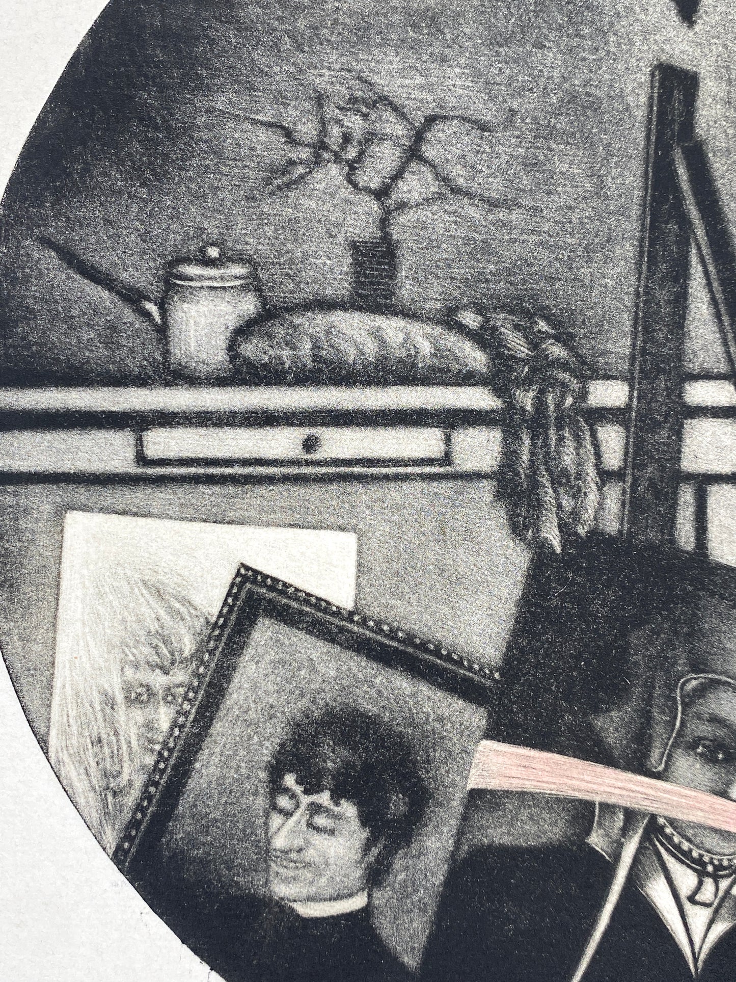 Mezzotinto-Radierung „Portrety rodzinne“ (Familienporträts) vom polnischen Künstler Tadeusz Jackowski, 1978