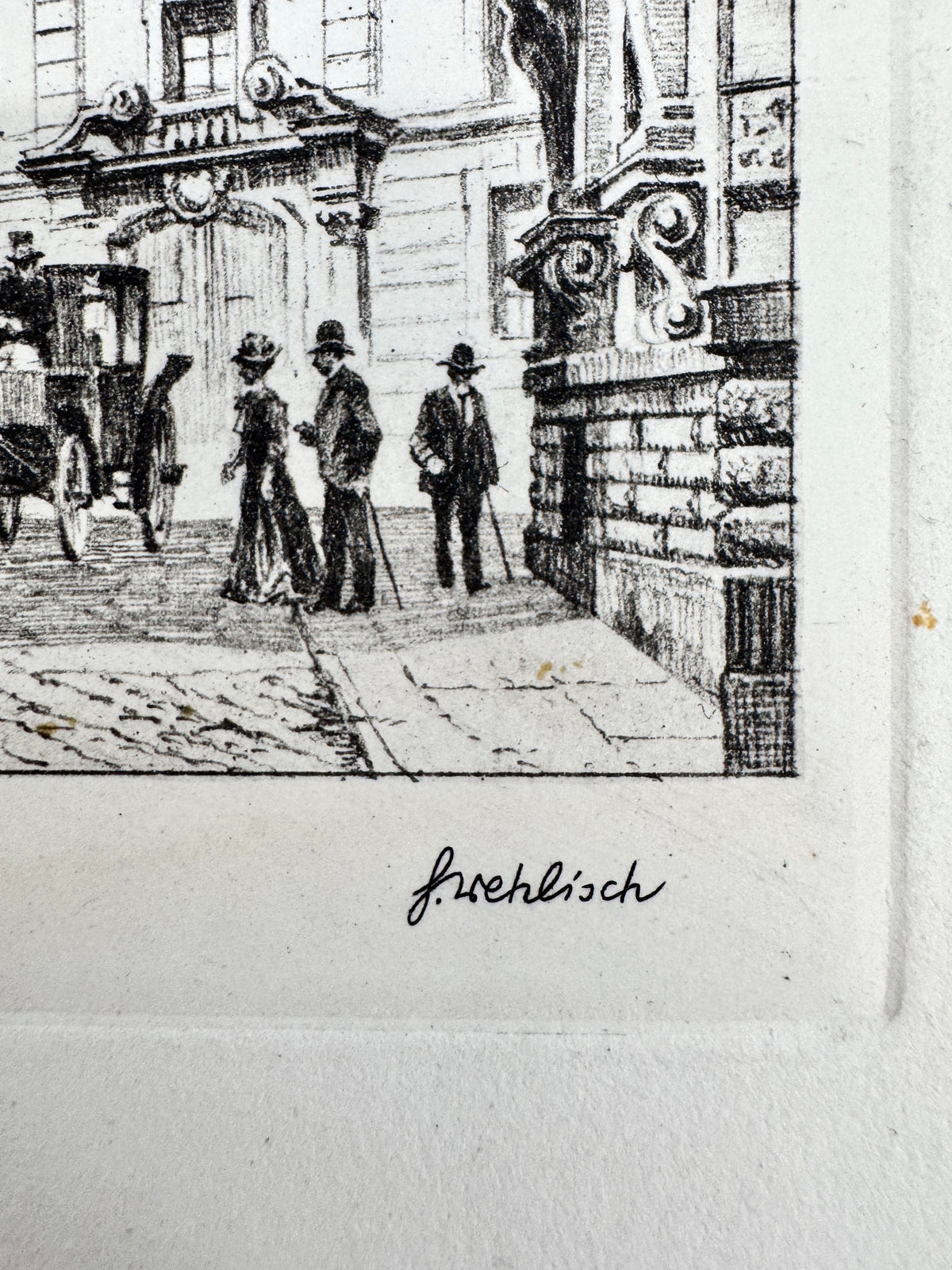 Römerplatz Baden-Baden. Historische Radierung von Heinz Wehlisch