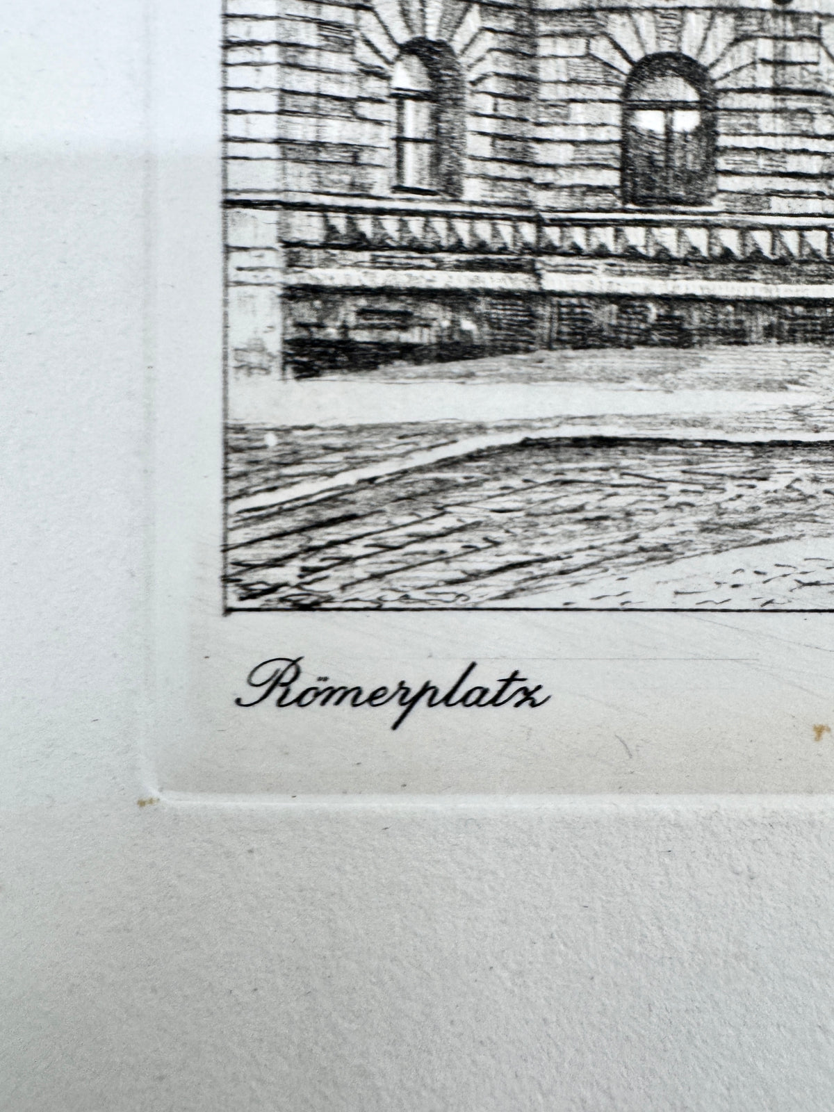 Römerplatz Baden-Baden. Historische Radierung von Heinz Wehlisch