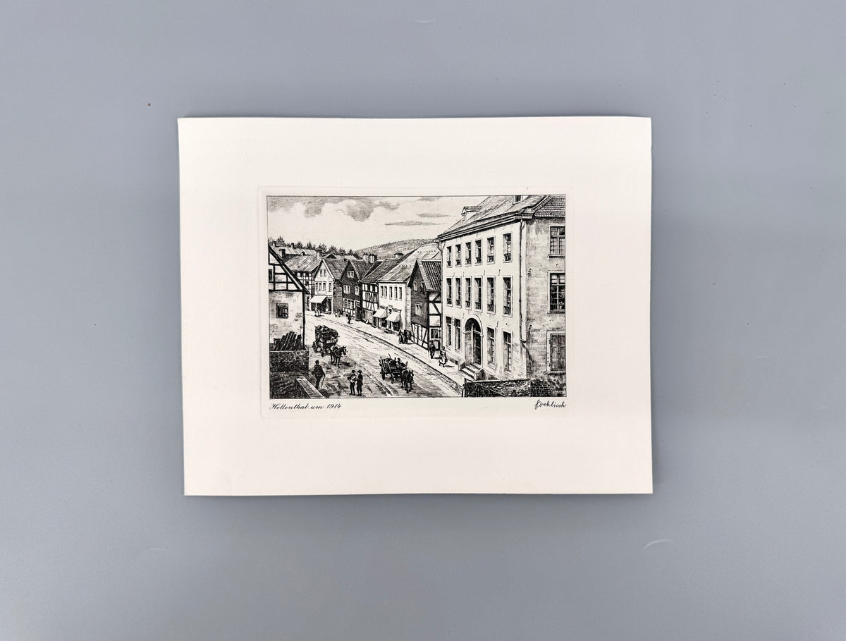 Hellenthal um 1914. Historische Radierung von Heinz Wehlisch