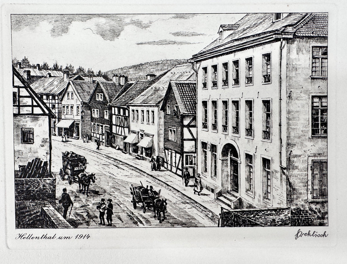 Hellenthal um 1914. Historische Radierung von Heinz Wehlisch