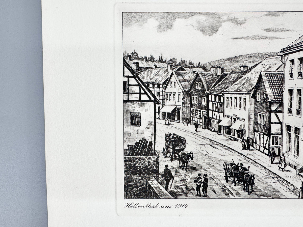 Hellenthal um 1914. Historische Radierung von Heinz Wehlisch