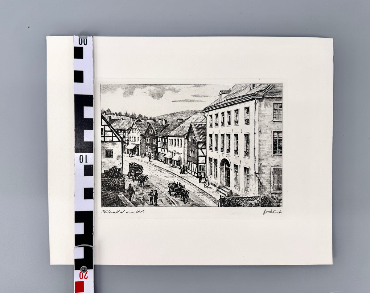 Hellenthal um 1914. Historische Radierung von Heinz Wehlisch