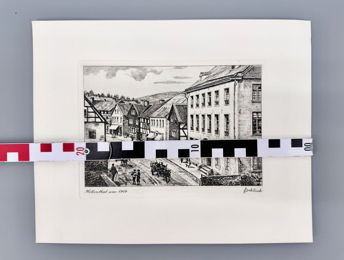 Hellenthal um 1914. Historische Radierung von Heinz Wehlisch