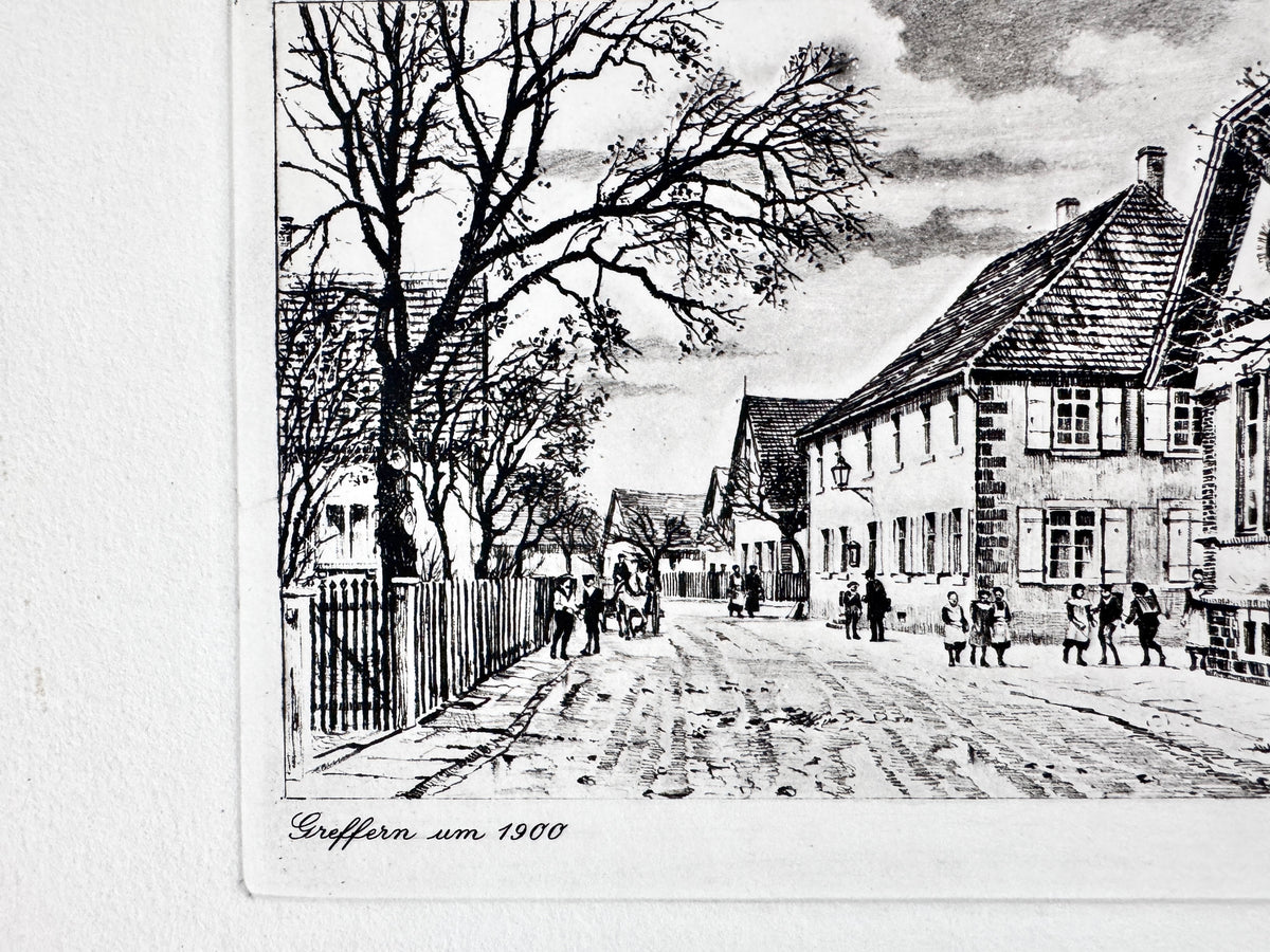 Greffern um 1900. Historische Radierung von Heinz Wehlisch