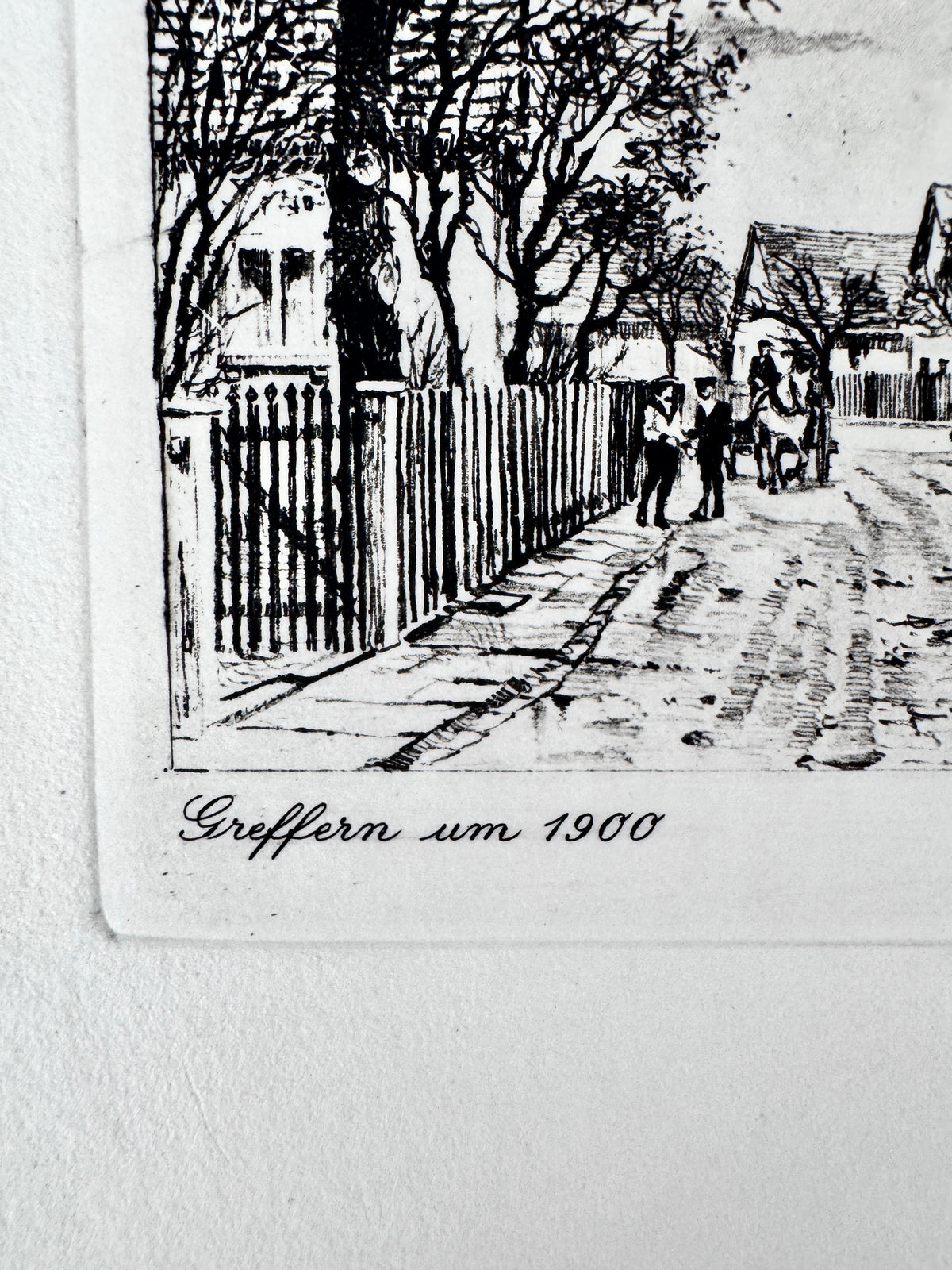 Greffern um 1900. Historische Radierung von Heinz Wehlisch