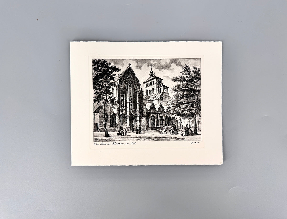 Der Dom zu Hildesheim um 1860. Historische Radierung, Heinz Wehlisch