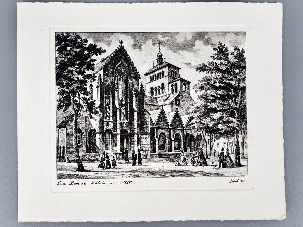 Der Dom zu Hildesheim um 1860. Historische Radierung, Heinz Wehlisch