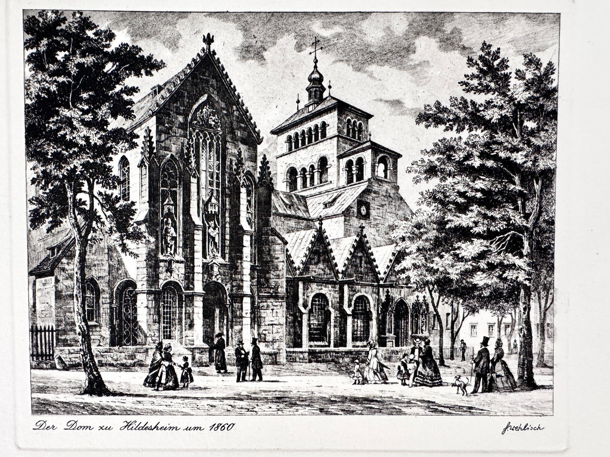 Der Dom zu Hildesheim um 1860. Historische Radierung, Heinz Wehlisch