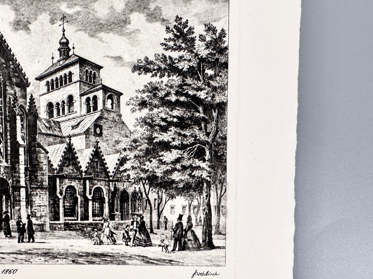 Der Dom zu Hildesheim um 1860. Historische Radierung, Heinz Wehlisch