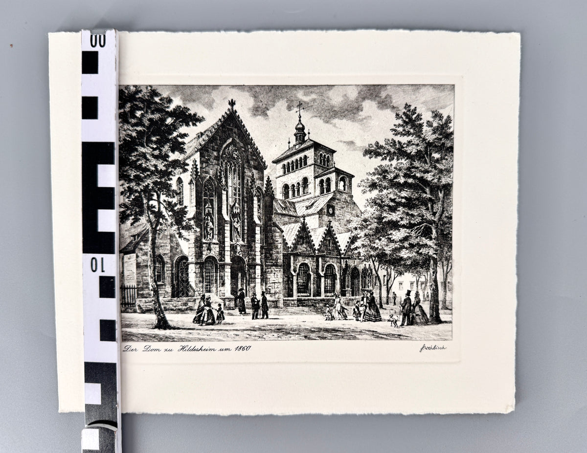 Der Dom zu Hildesheim um 1860. Historische Radierung, Heinz Wehlisch
