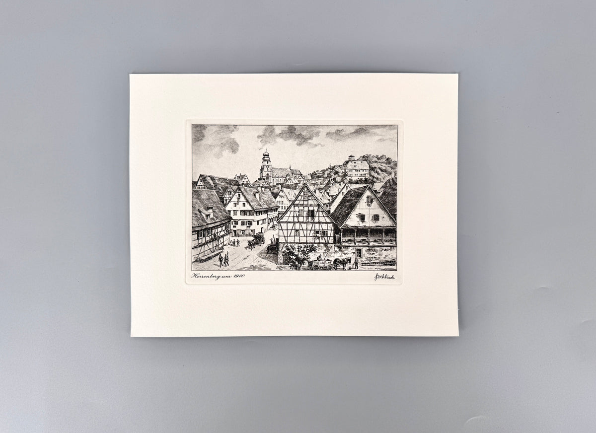 Dillenburg, Herrenberg um 1900. Historische Radierung von Heinz Wehlisch