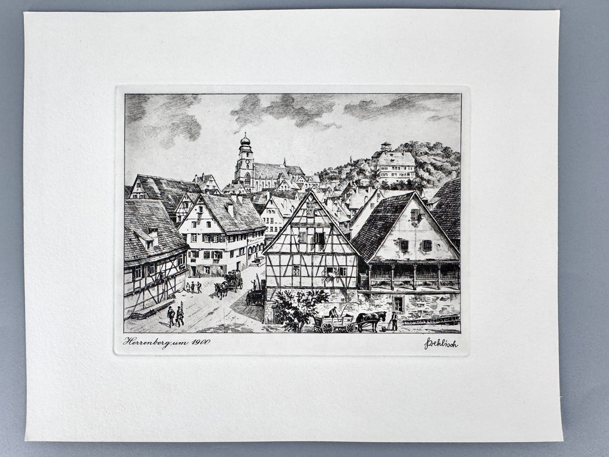 Dillenburg, Herrenberg um 1900. Historische Radierung von Heinz Wehlisch