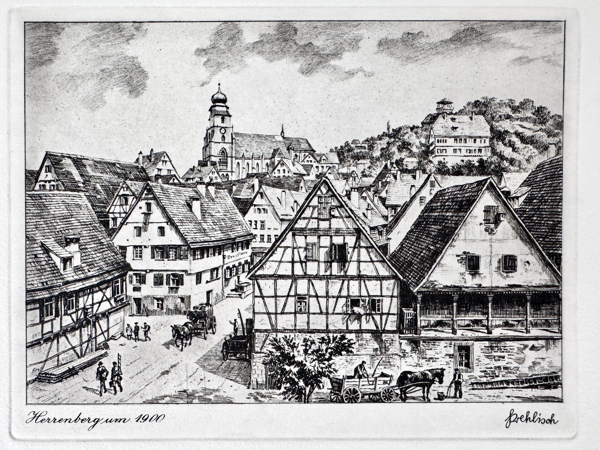 Dillenburg, Herrenberg um 1900. Historische Radierung von Heinz Wehlisch