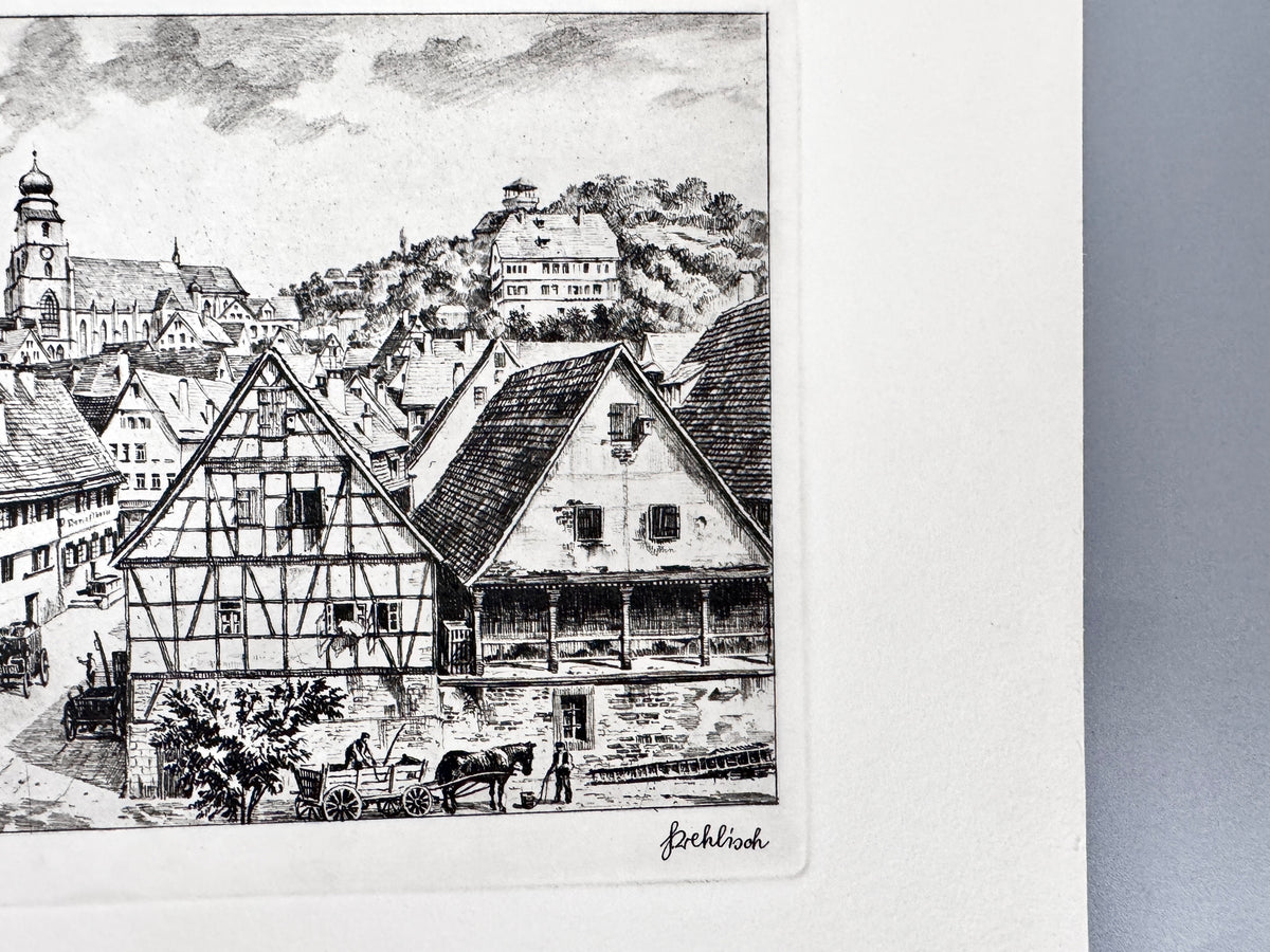 Dillenburg, Herrenberg um 1900. Historische Radierung von Heinz Wehlisch