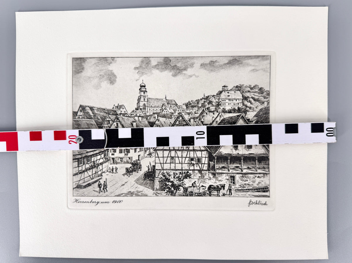 Dillenburg, Herrenberg um 1900. Historische Radierung von Heinz Wehlisch