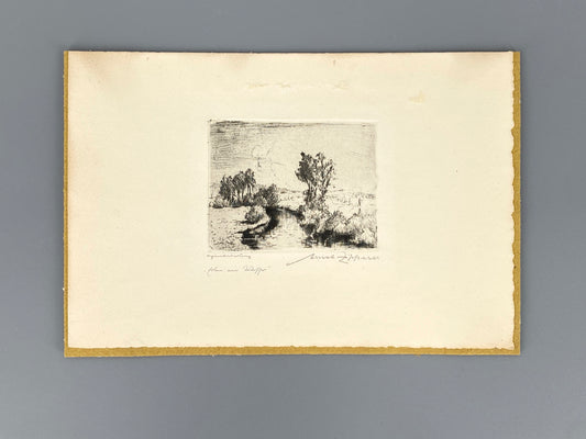 Radierung "Landschaft mit Bach" von Ernst Zipperer (1888–1982), 20/30er Jahre