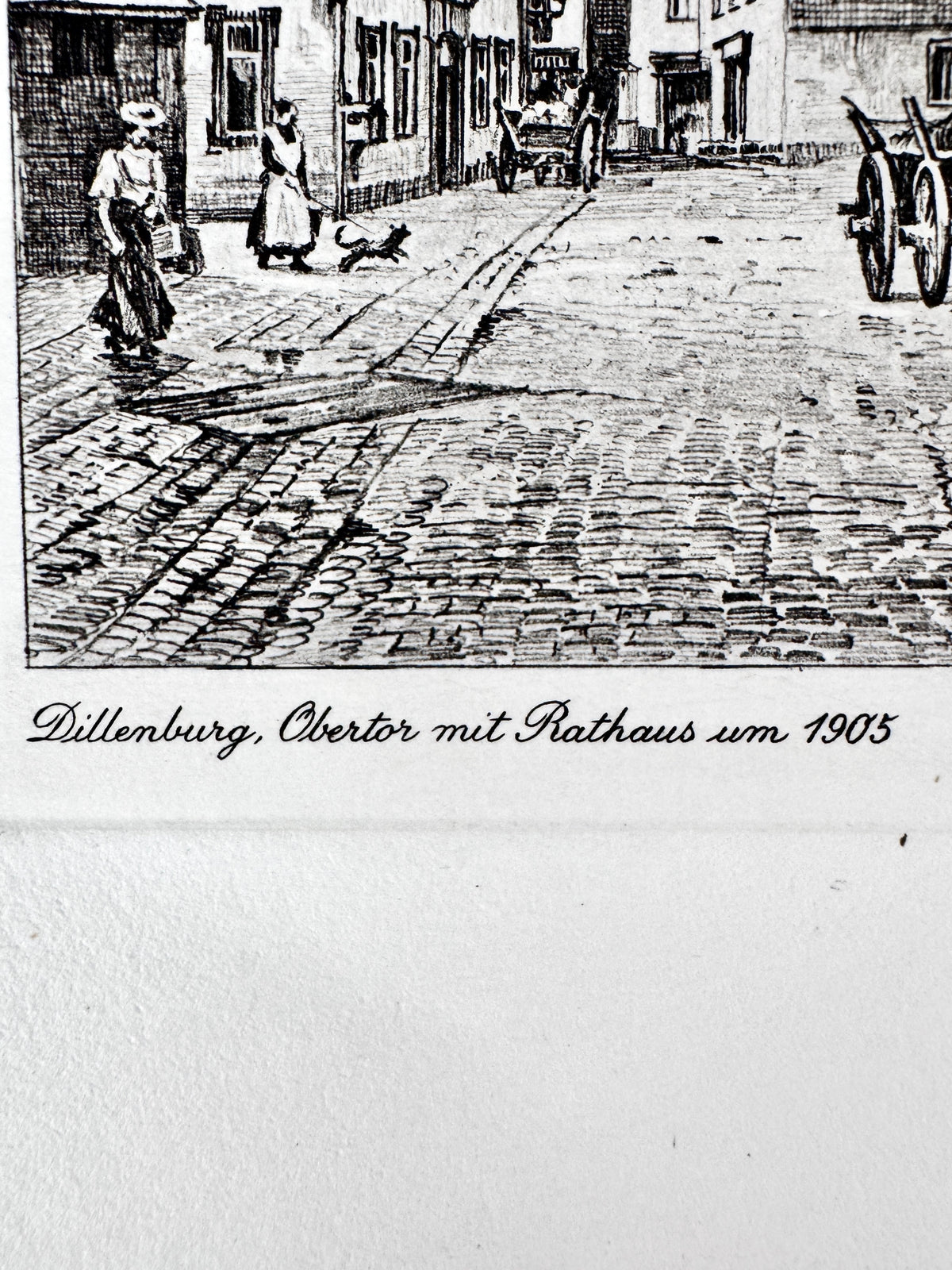 Obertor mit Rathaus, Dillenburg. Historische Radierung von Heinz Wehlisch