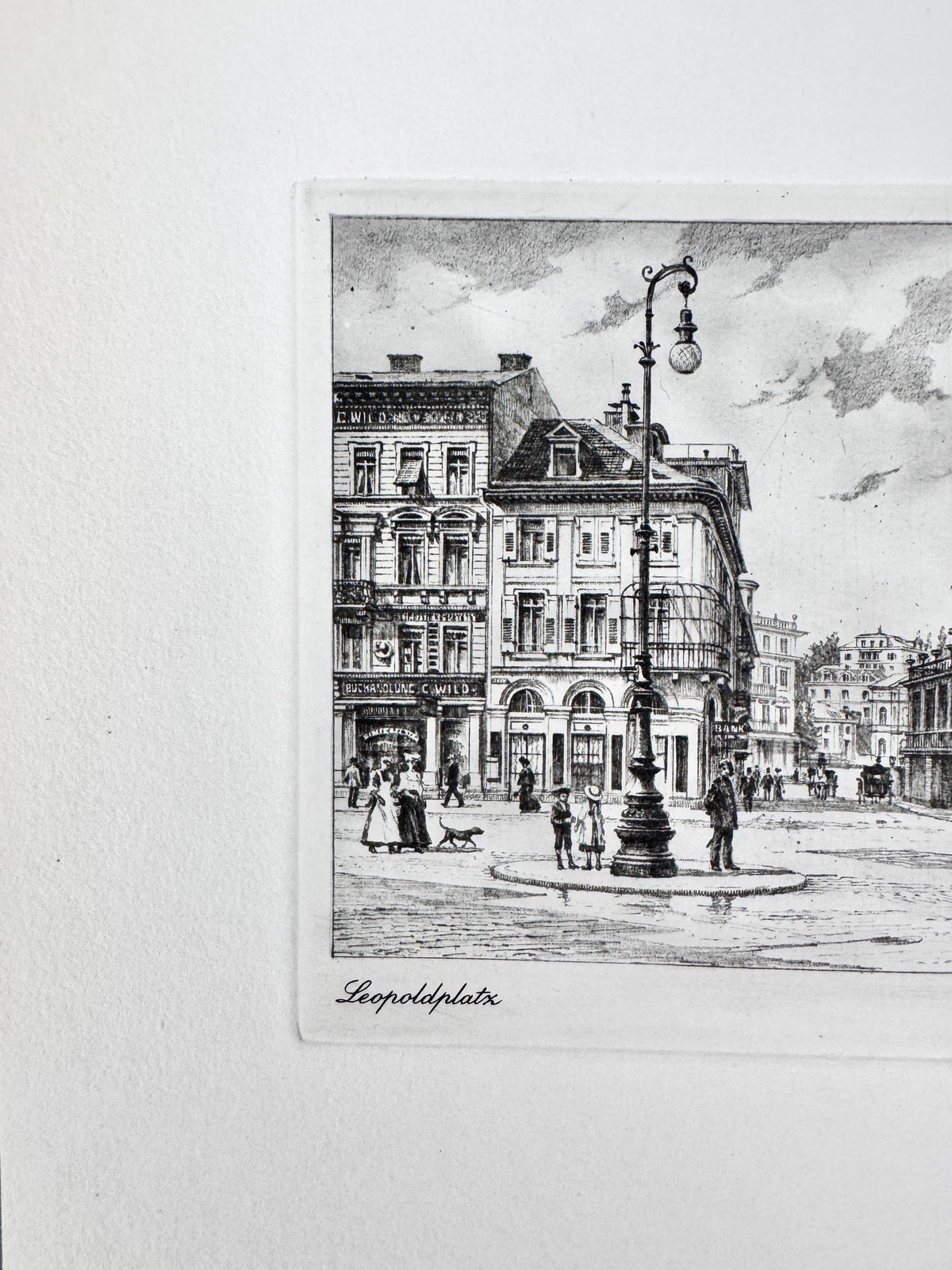 Leopoldplatz Baden-Baden. Historische Radierung von Heinz Wehlisch