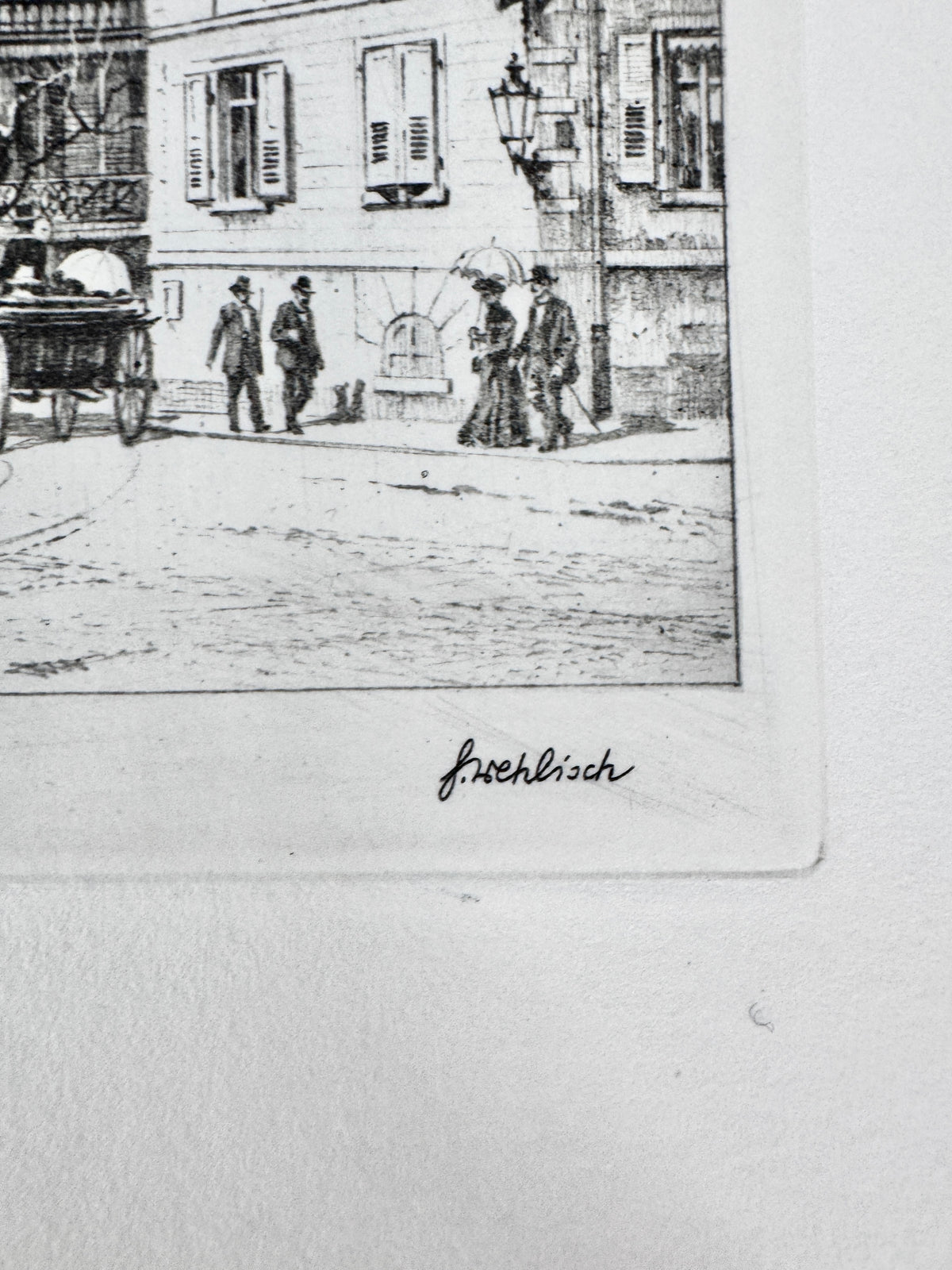 Leopoldplatz Baden-Baden. Historische Radierung von Heinz Wehlisch