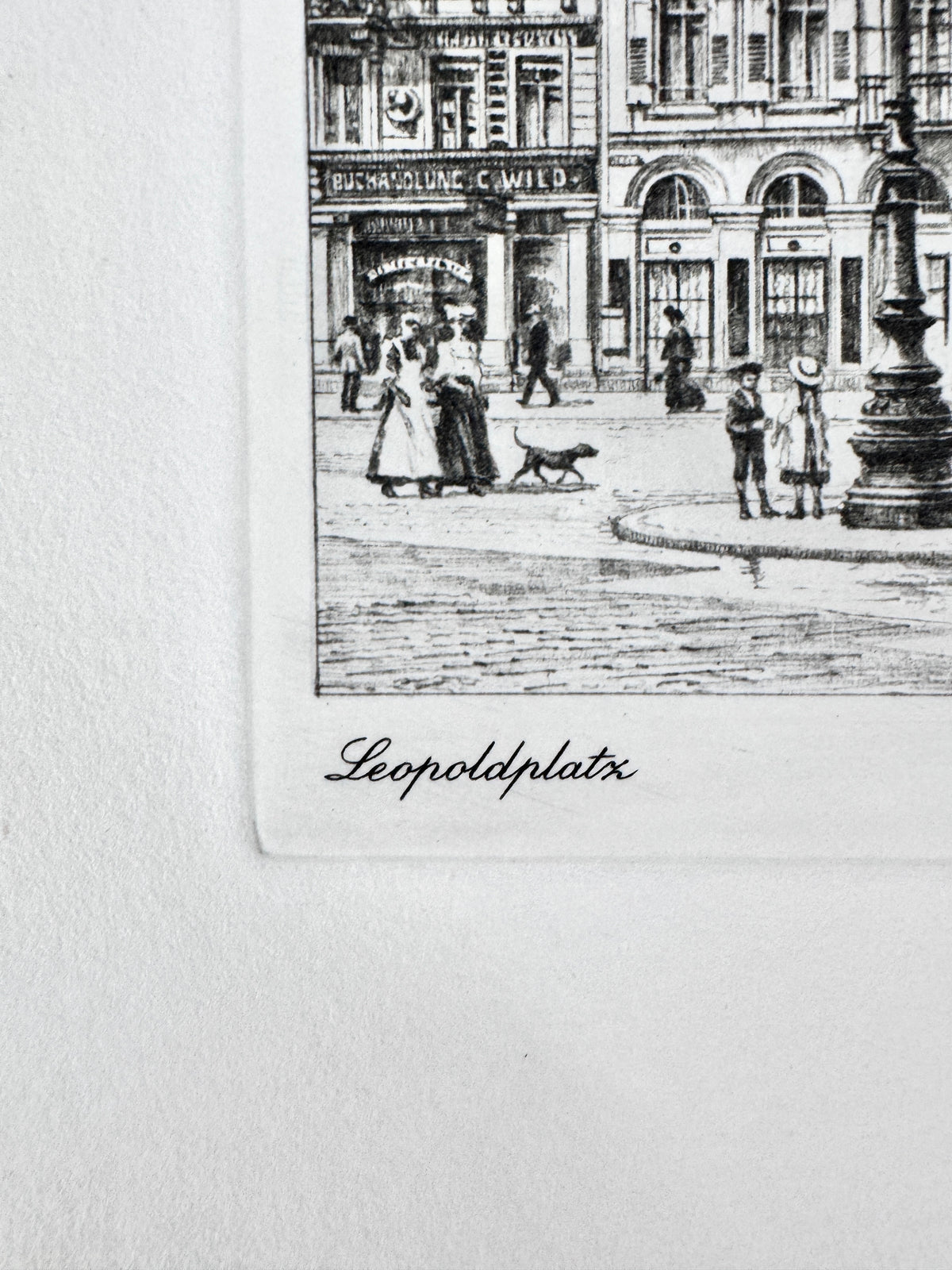 Leopoldplatz Baden-Baden. Historische Radierung von Heinz Wehlisch