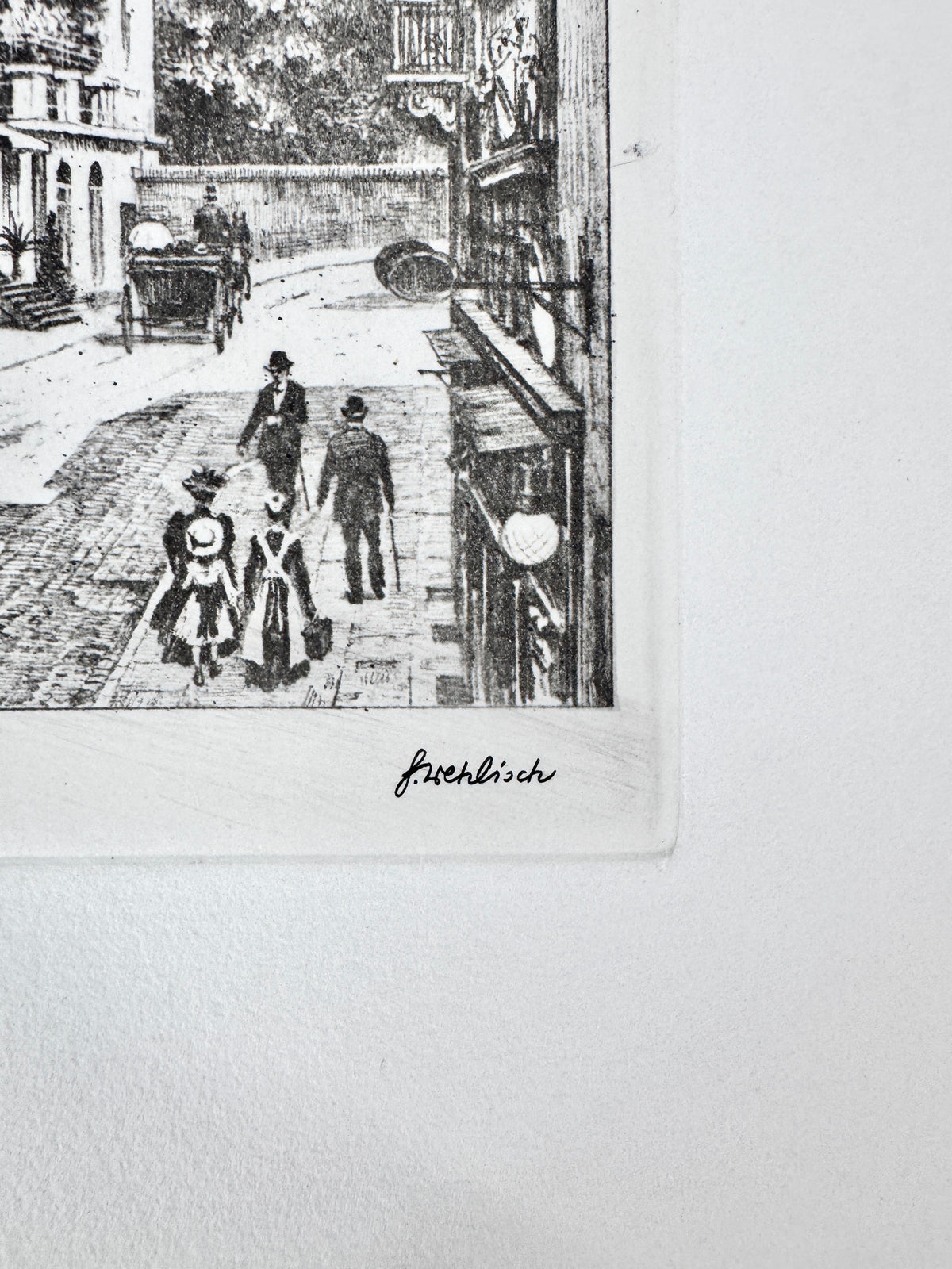 Gensbacher Straße, Baden-Baden. Historische Radierung, von Heinz Wehlisch