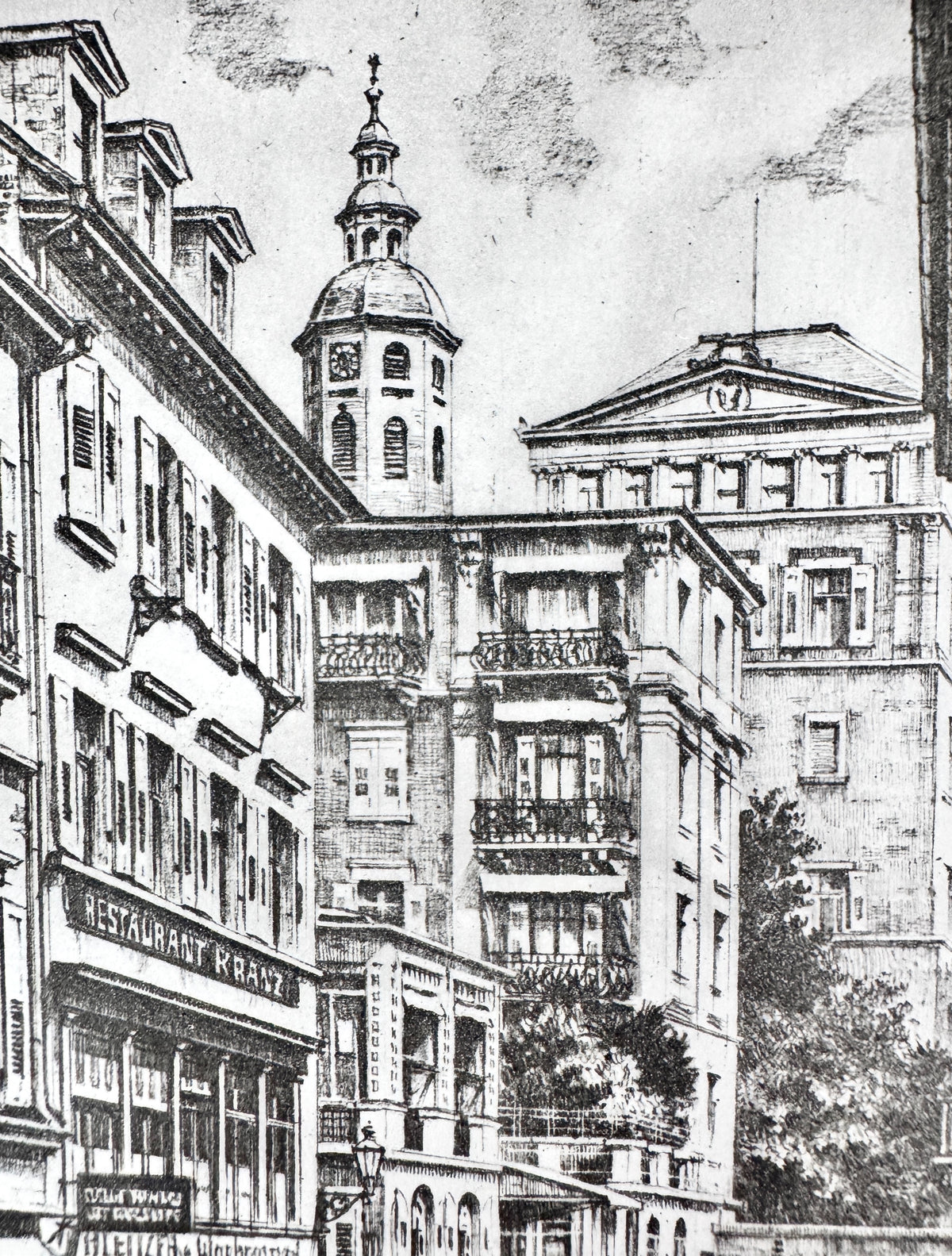 Gensbacher Straße, Baden-Baden. Historische Radierung, von Heinz Wehlisch