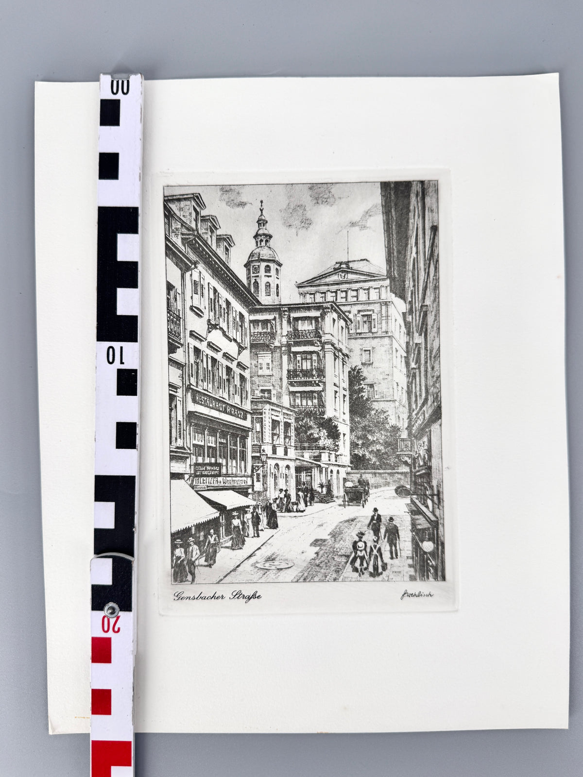 Gensbacher Straße, Baden-Baden. Historische Radierung, von Heinz Wehlisch