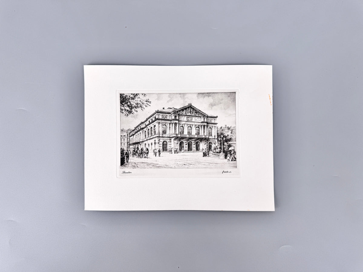 Theater Baden-Baden. Historische Radierung, Heinz Wehlisch