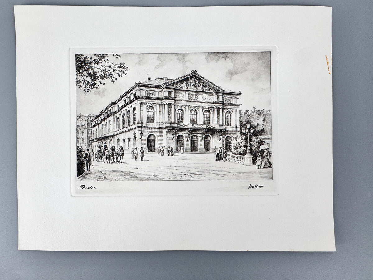 Theater Baden-Baden. Historische Radierung, Heinz Wehlisch