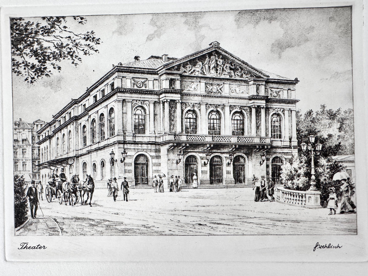 Theater Baden-Baden. Historische Radierung, Heinz Wehlisch