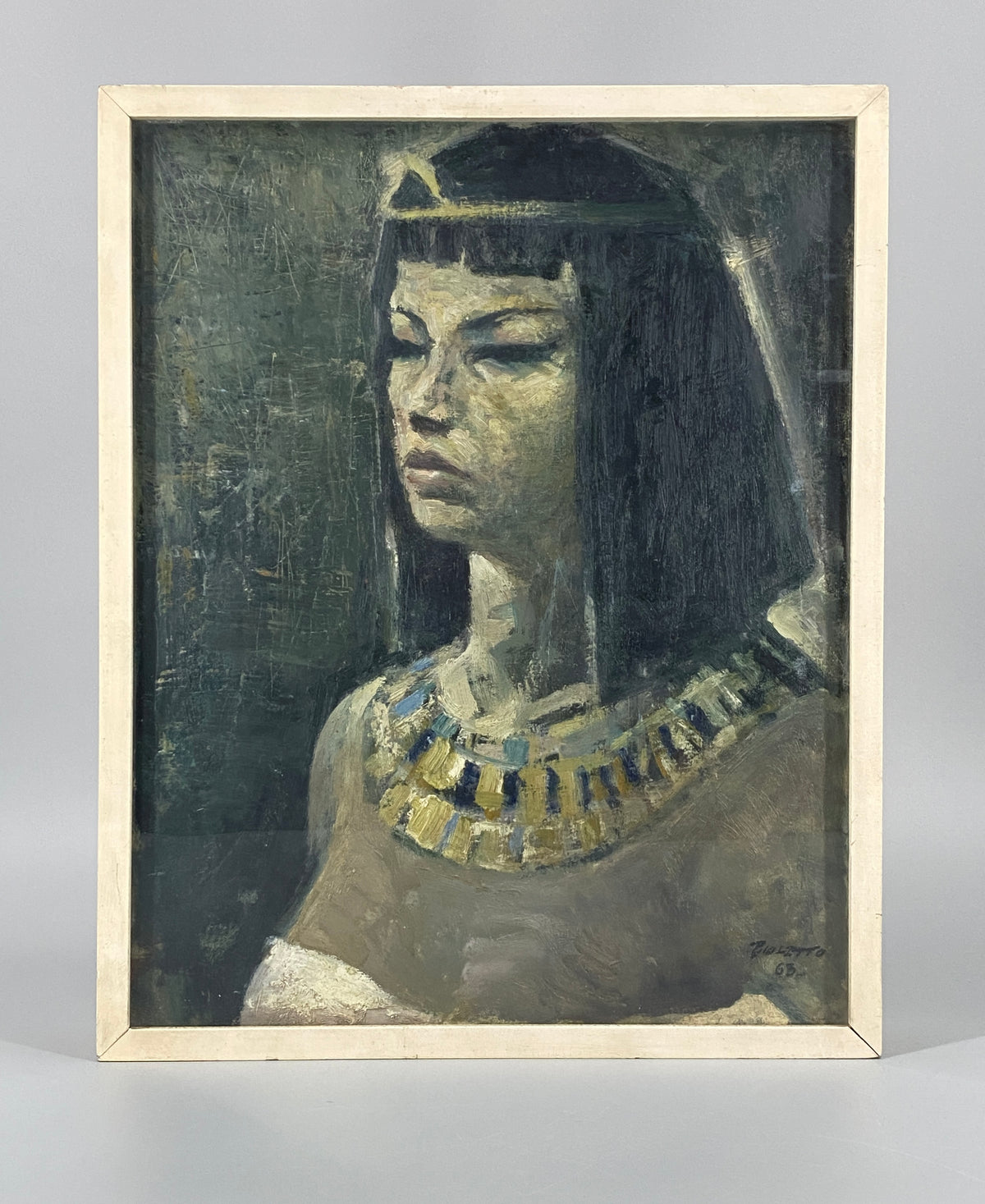 Ölgemälde "Porträt von Kleopatra" vermutlich von Angelo Bioletto (1906–1986), 1963