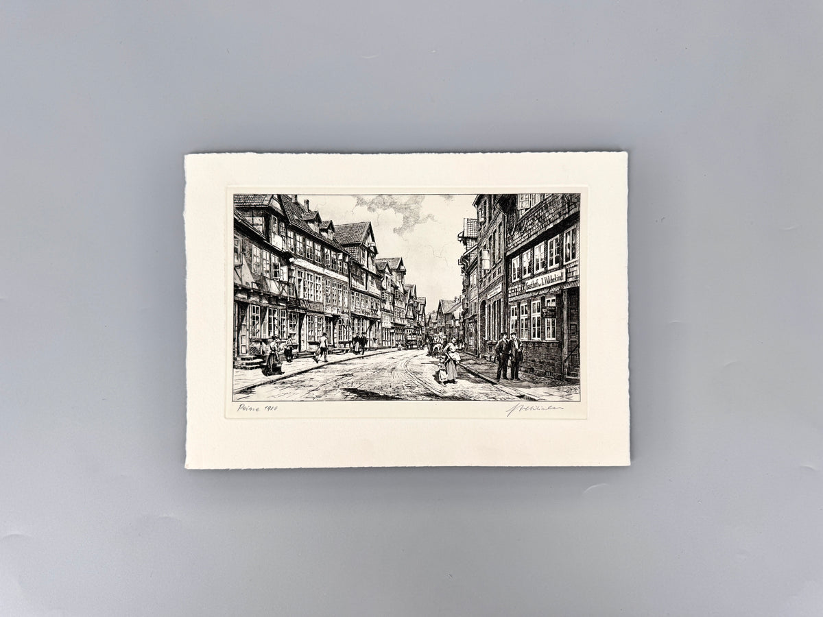Peine 1900. Historische Radierung von Heinz Wehlisch