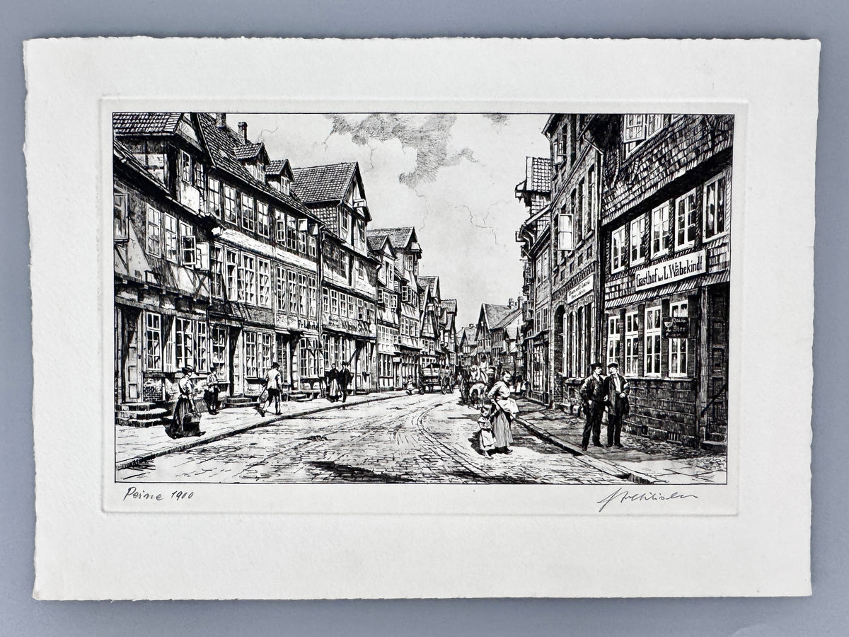 Peine 1900. Historische Radierung von Heinz Wehlisch