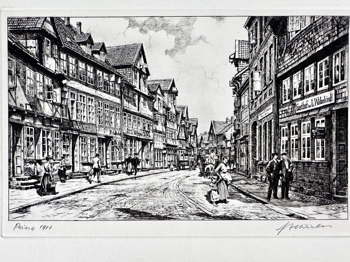 Peine 1900. Historische Radierung von Heinz Wehlisch