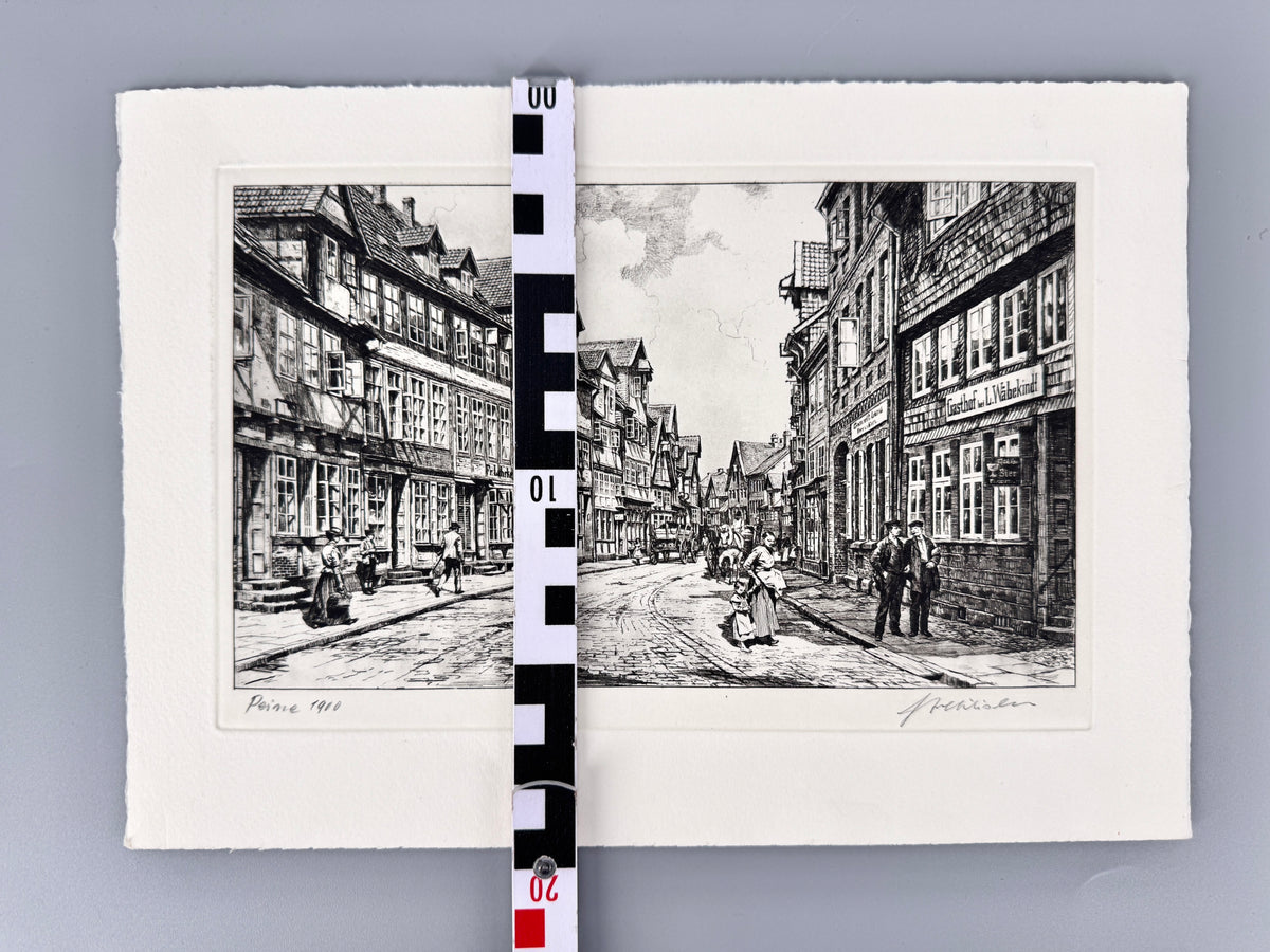 Peine 1900. Historische Radierung von Heinz Wehlisch